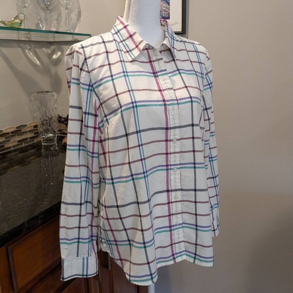 Talbots Ultra Soft Flannel Modern Classic Button Down Shirt Plaid